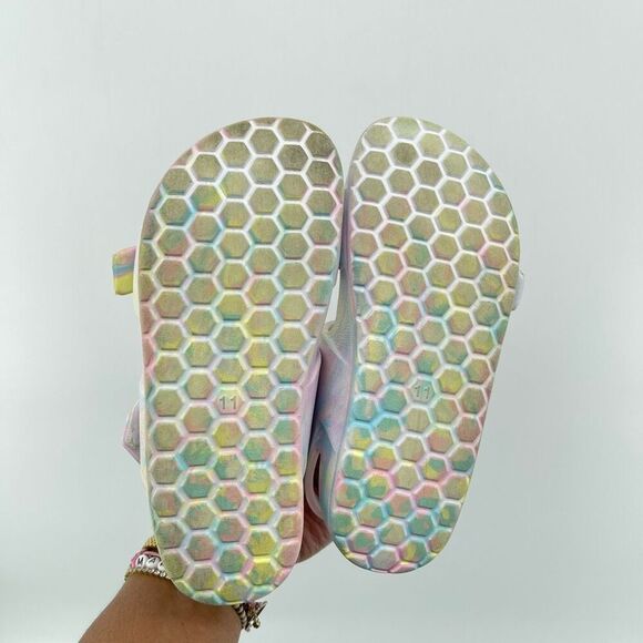 Cat & Jack Ade Girls Size 11 EVA Pastel Multicolor Double Strap Footbed Sandals - Picture 7 of 15